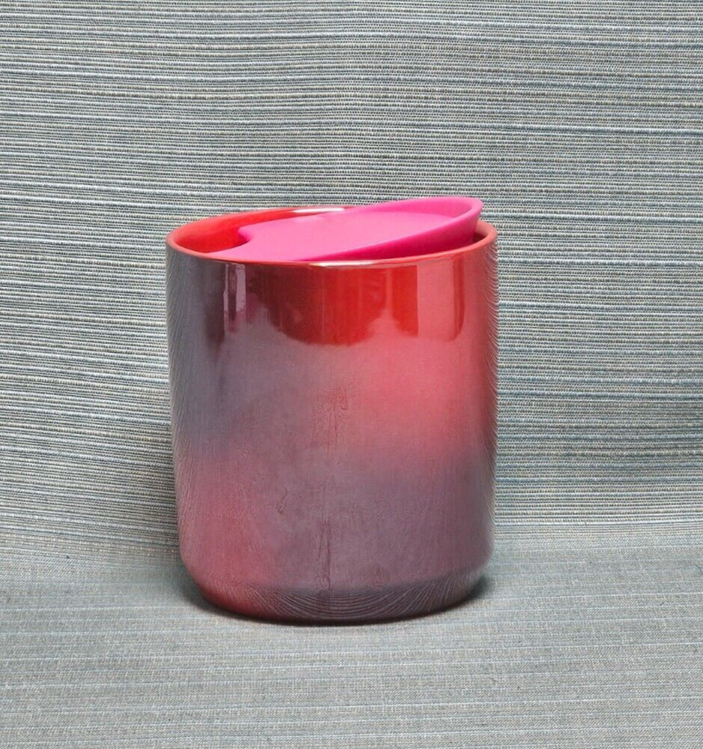 Starbucks Coffee Mug Ceramic Red Pink Ombre Swivel Lid Holiday Valentine's Day